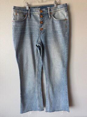 J Crew light blue button fly Billie Demi boot crop jeans Women’s sz 30